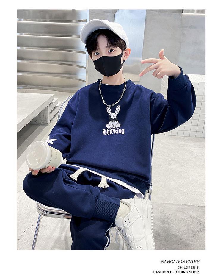 2023 Boys' Cartoon Sports Two-Piece Suit: Sweatshirt & Sweatpants for Spring/Autumn