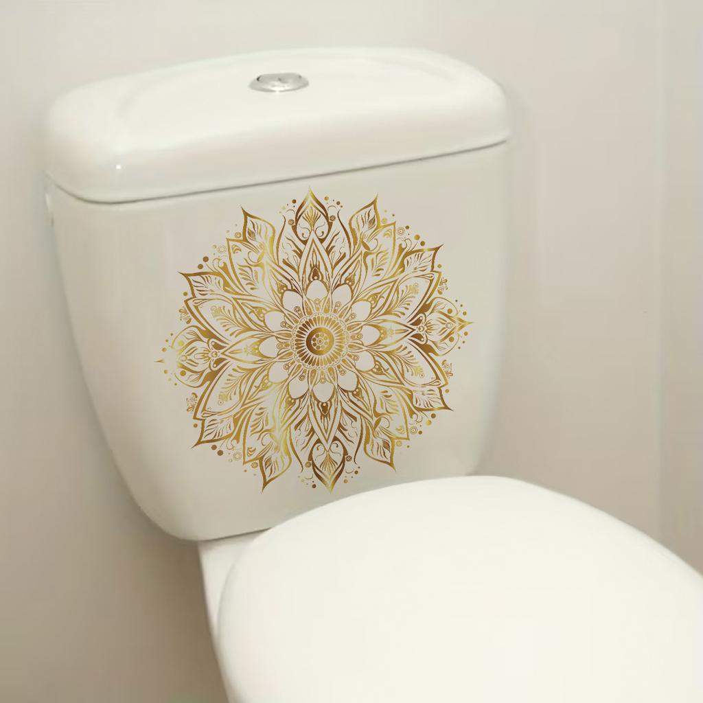 Self-adhesive Removable Waterproof Toilet Stickers Mandala Gold Foil Light Luxury for Bathroom Toilet Seat Decor