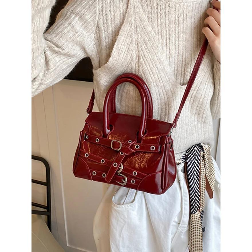 Textured PU Leather Crossbody Bags for Women High-end Belt Design Small Handbags Fashion Lady Shoulder Bag