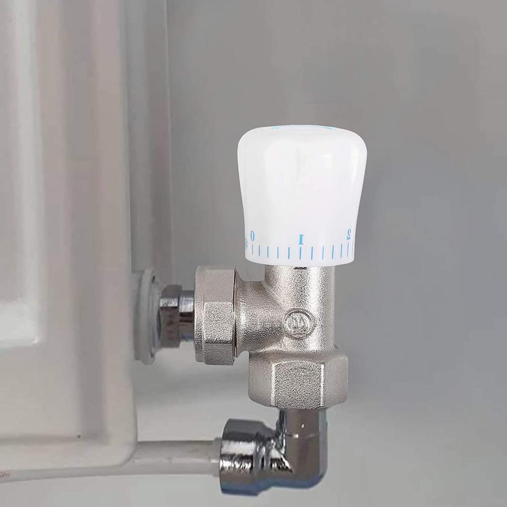 Thermostatic Radiator Valve 2Pcs 15mm x 1/2Inch Thermostatic Angle TRV Thermostatic Radiator Valve for Home Office