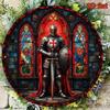 Vintage Crusader Knight Metal Wall Sign Round Tin Art Decor 8 Inch Retro Home Bar Man Cave
