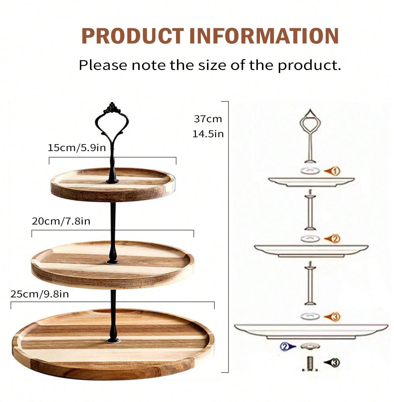 

Подставка для кексов Leeseph из дерева, большой поднос для сервировки на 3 яруса, подставки для десертов в деревенском стиле для свадьбы, дня рождения, чаепития, кухни коричневый