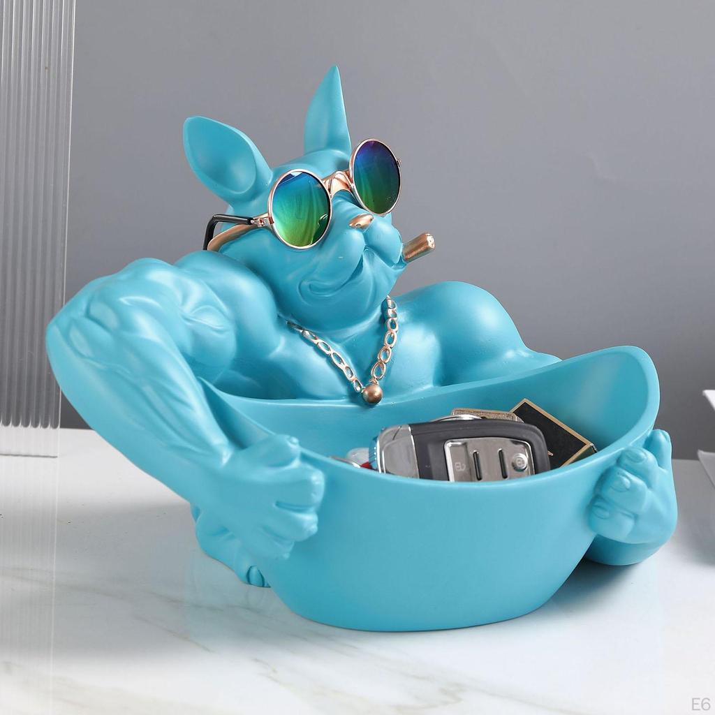 Poly-Resin Dog Statue Sculpture Entrance Key Storage Holder Container Cute for Keys Phone Wallet