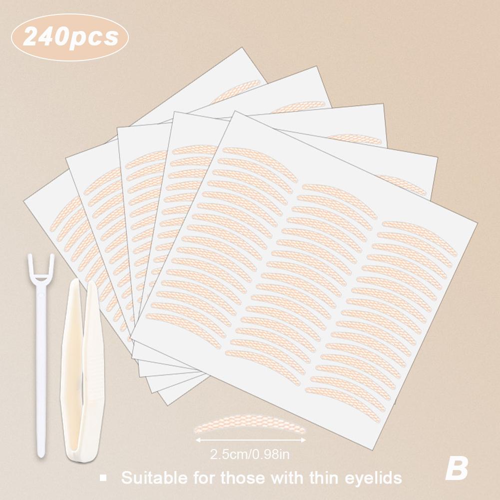 240 szt. Podwójna taśma do powiek naklejka koronka naturalna przezroczysta beżowa samoprzylepna naturalny makijaż oczu makijaż z narzędziem