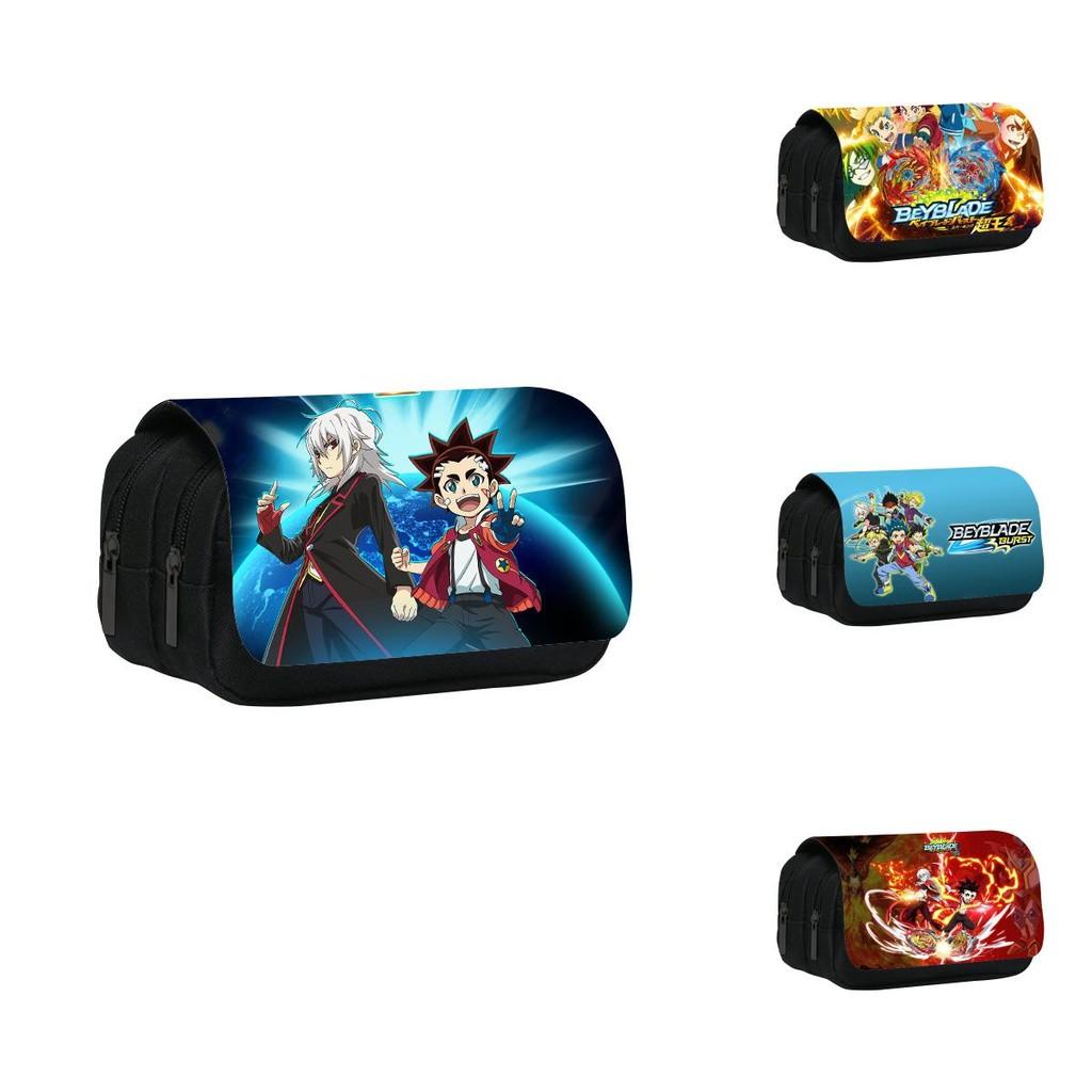 Borsa Portapenne a Doppio Strato con Stampa Personaggi Cartoon Beyblade per Scuola e Viaggio