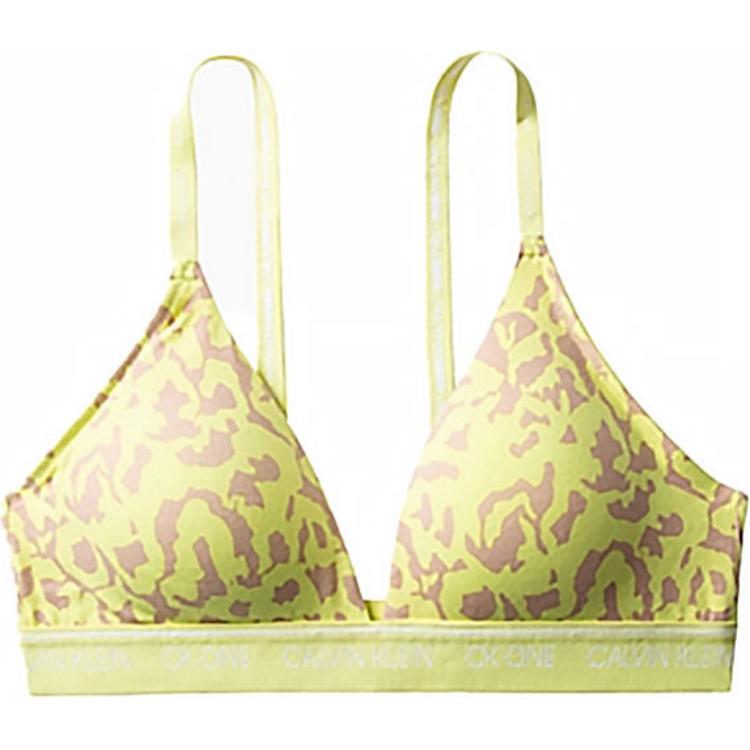 

Calvin Klein V-Neck Comfortable Full Print Simple Bra Women underwear Yellow QF5730-1BA S