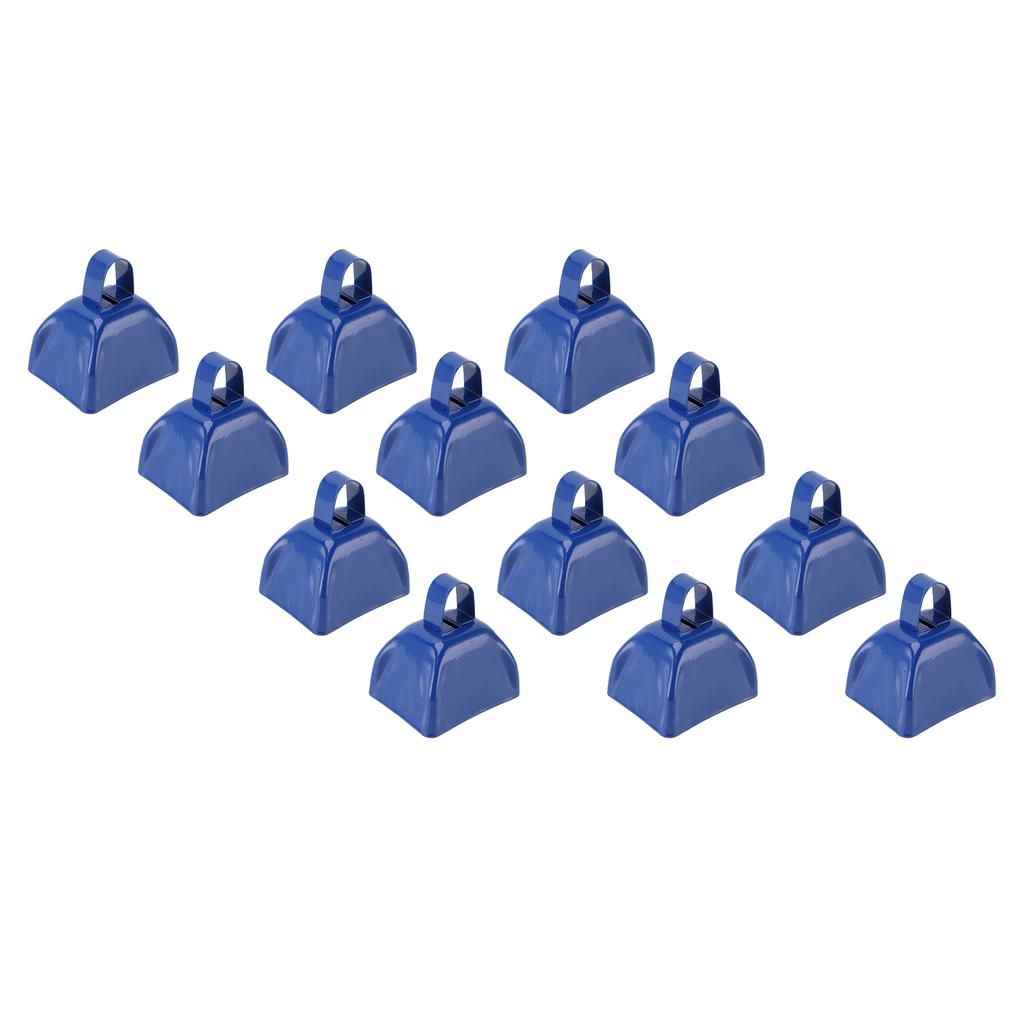 12Pcs 3in Blue Metal Cowbell Noisemaker with Handle for Football Games Sporting Events Festival