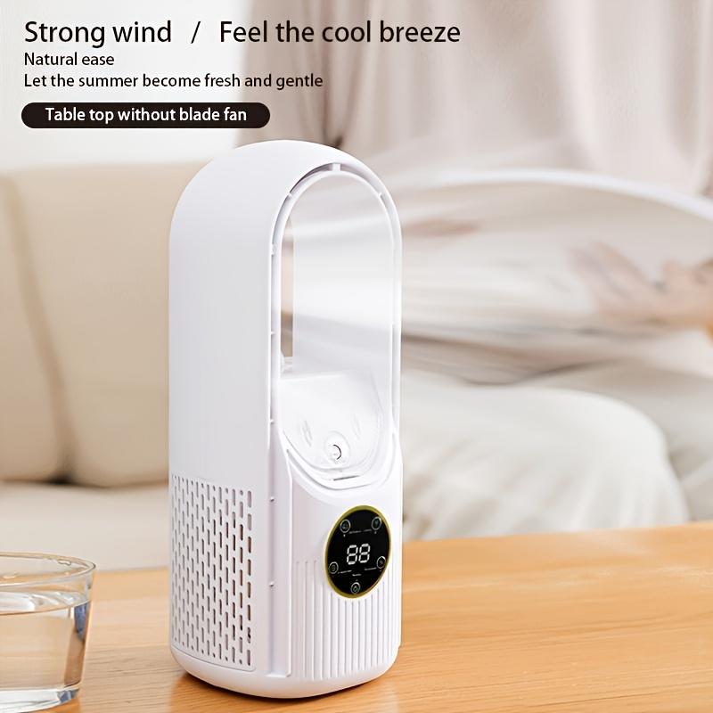 USB Powered Bladeless Fan With Mist Spray Night Light Quiet Cooling Desktop Fan For Home Office Dorm Use