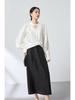 2026 Spring Mulberry Silk Satin Stand Collar Jacquard Shirt - Elegant Ink Wash Style