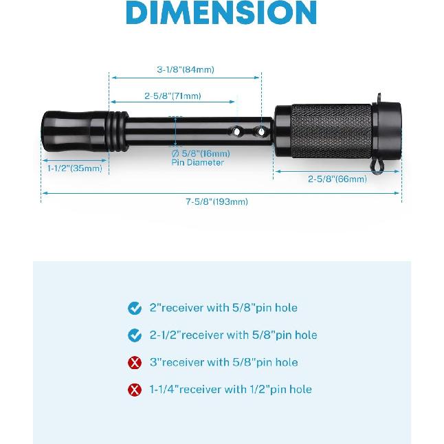 Kohree Trailer Hitch Lock 5/8 Inch, Hitch Pin Lock for Class III IV 2 Inches and 2-1/2 Inches Receiver, Locking Hitch Pin Tow Hitch Lock with Key,
