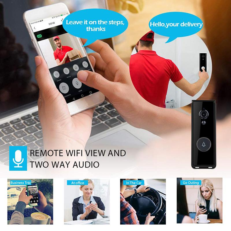 T205 Tuya Intelligent Low Power Wireless Visual Doorbell PIR Motion Detection Two-Way Talk 2.4GHz WiFi Doorbell