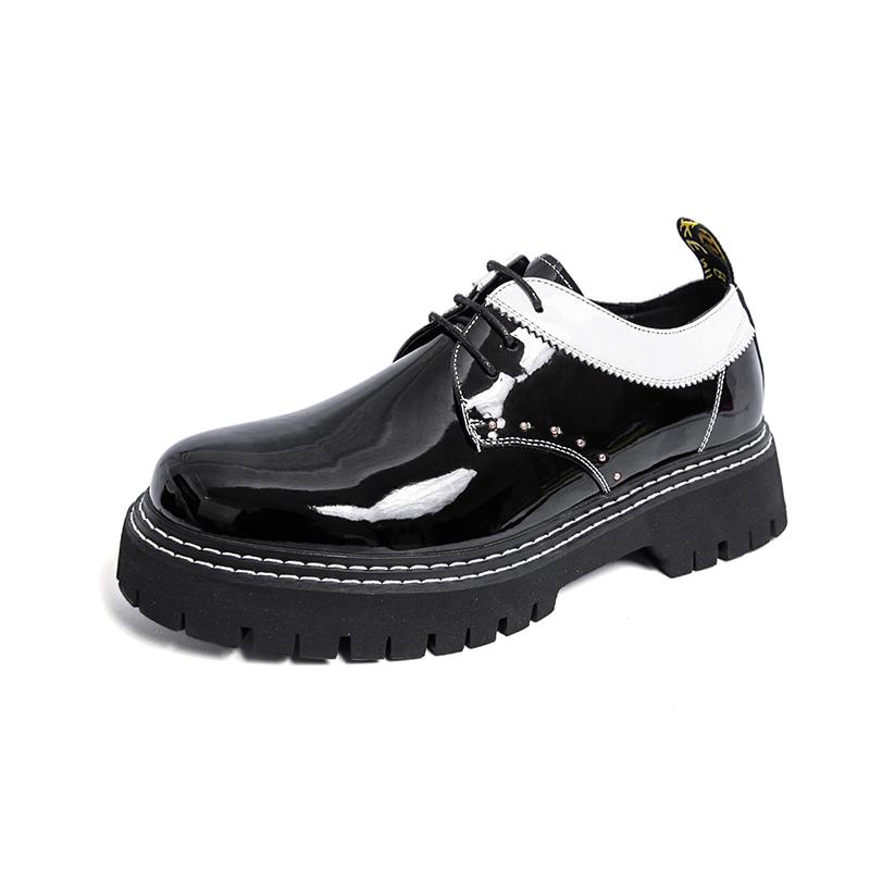 Fashion Casual Thick Soled Leather Shoes Trendy Men's Styles Fashion Daily Party Outdoor Street Walking Black Shoes DRESS New