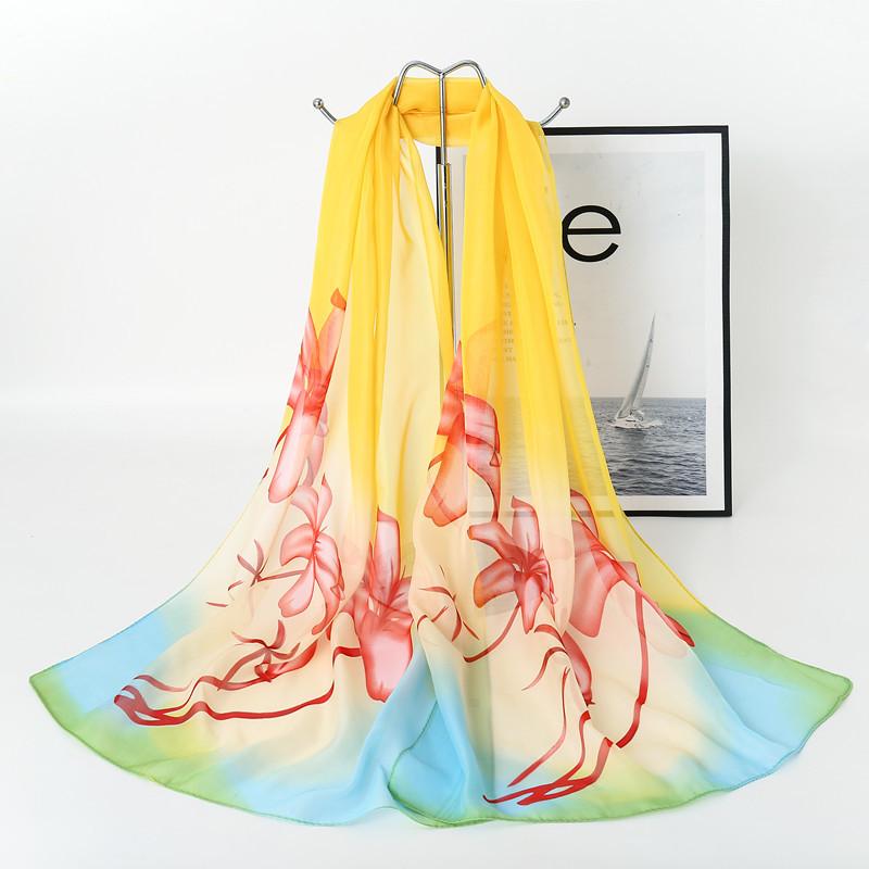 

Шифоновый шелковый шарф-шаль, модная универсальная пряжа с солнцезащитным эффектом, элегантное украшение на все четыре сезона, женское пляжное полотенце в подарок 160*50CM