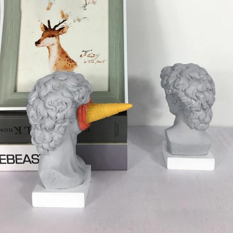 Ice Cream David Statue Home Decoration Head Bust  Sculpture Resin Mini Modern Abstract Art Sketch Desktop Ornaments