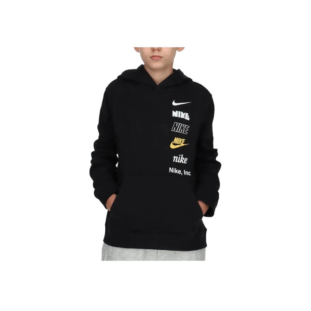 Nike Hooded Solid Color Printed Letter Sweatshirt Kids Sweatshirt Black DX5158-010
