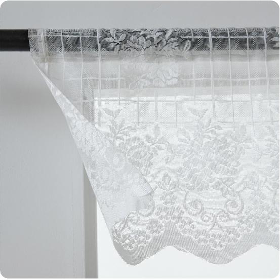 Half Window Sheer Curta Rod Pocket, Floral Cascade Lace Window Curtain Valance for Kitchen, Living Room and Bedroom, 50 X 13 Inches