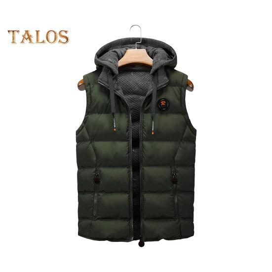 

Мужской жилет, пальто с капюшоном, застежкой-молнией, без рукавов, с карманами, однотонный утолщенный стеганый жилет XL армия зеленый