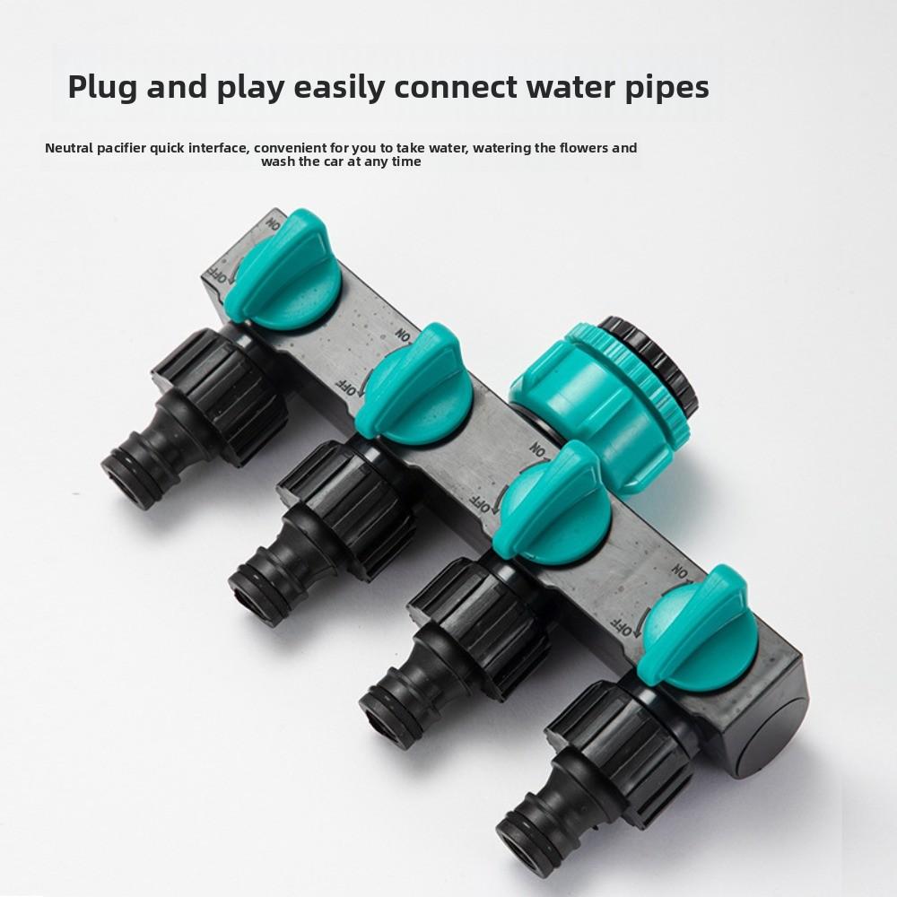 1pc 4-Way Hose Splitter with 4 Switches | Lightweight Plastic for Outdoor Watering, Lawn & Garden