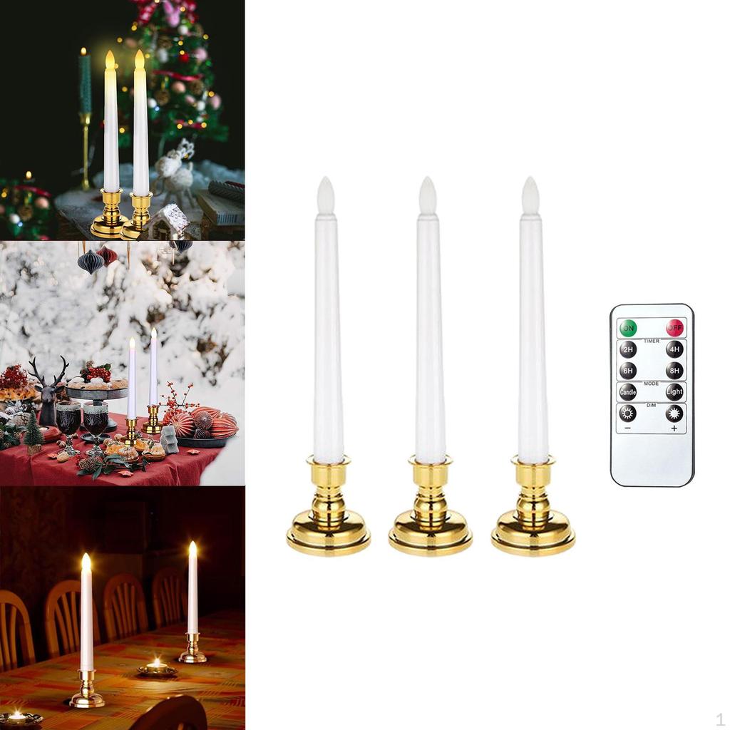3D Wick Electric Flameless Taper Window Candle Light with Remote Home Decor