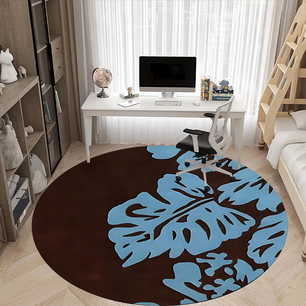 1pc Floral Pattern Office Round Area Rug, Mat Suitable For Office, Under Office Chairs Bedroom Living Room Home Decor, Room Deco