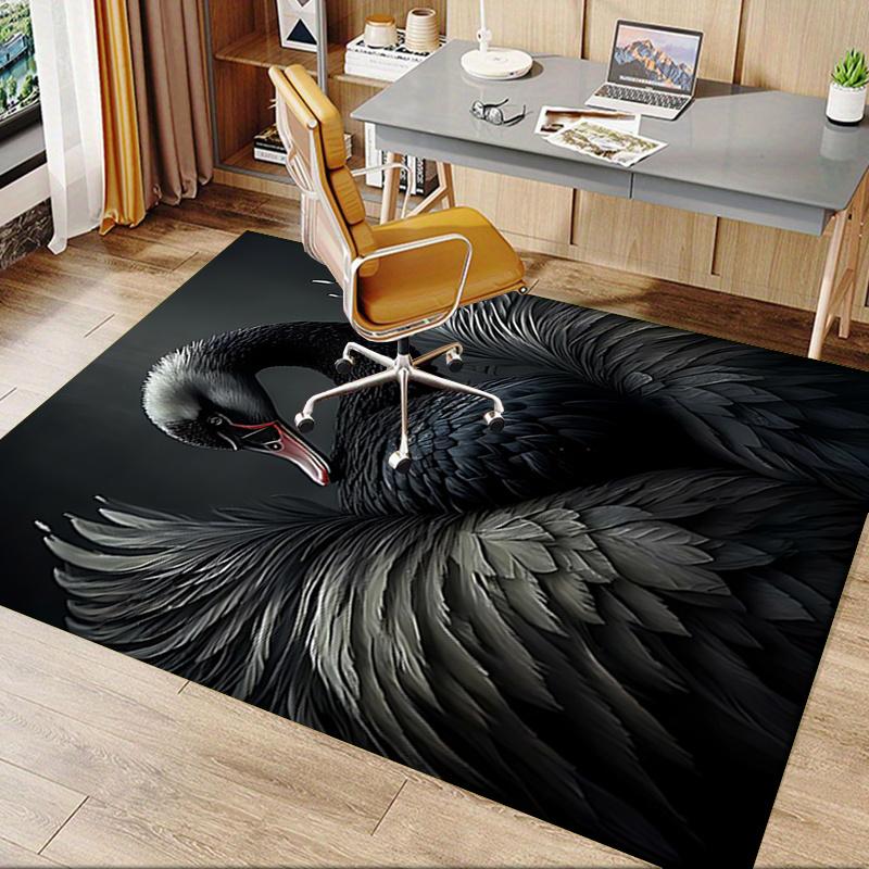 Black Swan Chair Mat: Office Carpet for Home Decor, Large Rug for Sofa and Bedroom, Gift for Any Room