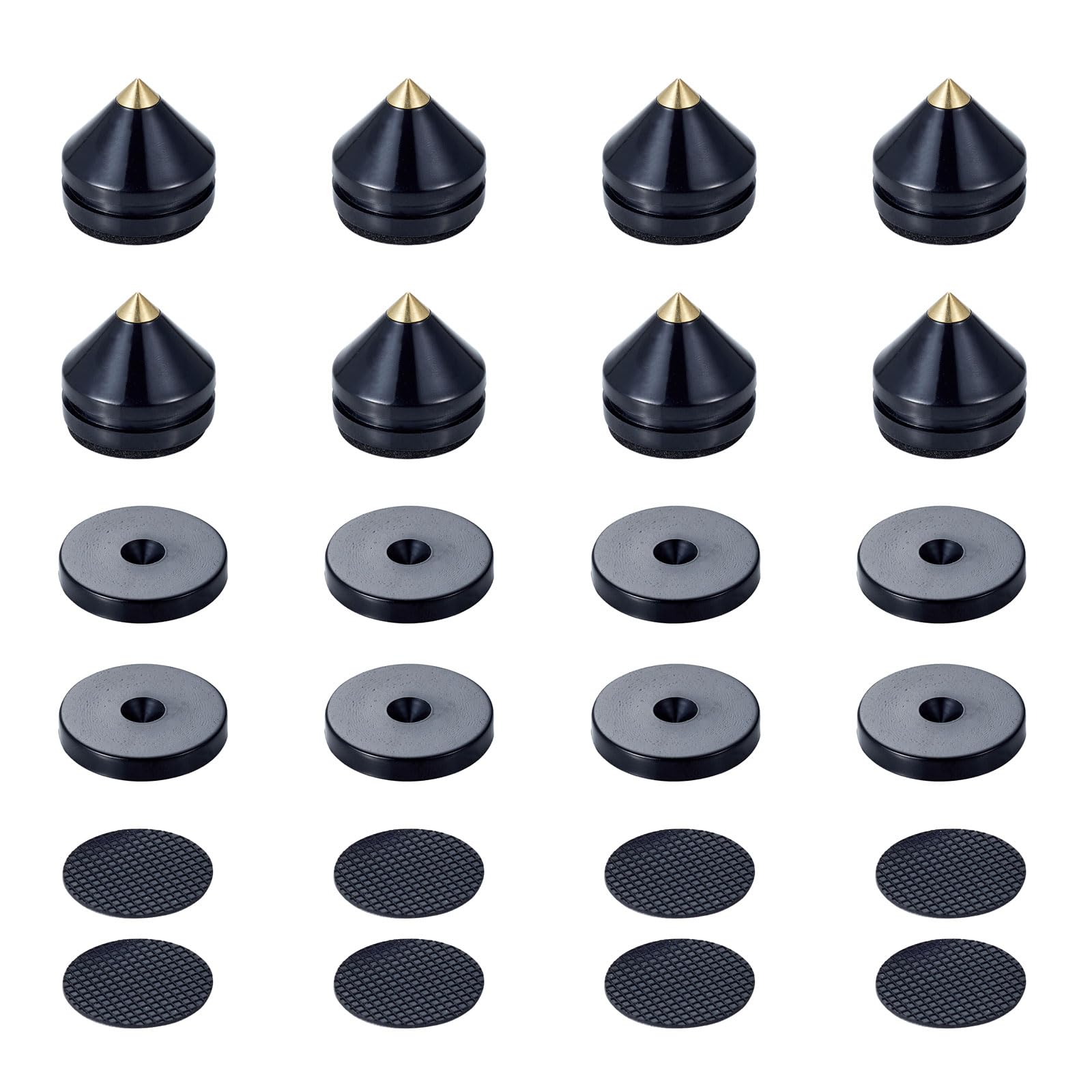 

Pailvens Speaker Speaker Spike with 16 for Improved Audio Sound Quality and Vibration Black Insulators, 8-Piece Lightweight, Stands, Stands, чорний