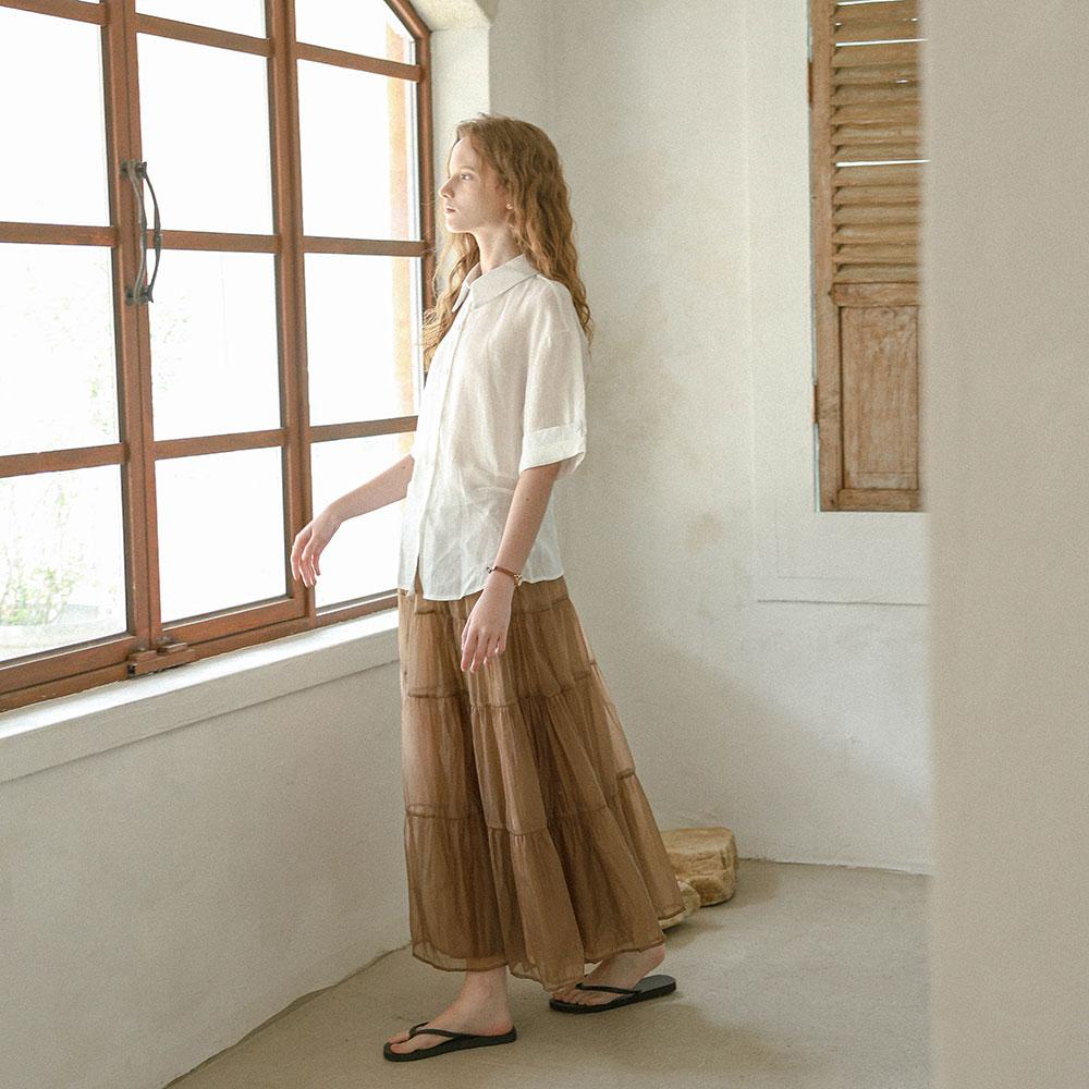 Peulaudeumali Pm_Layered Chiffon Lace Inner Skirt_Brown