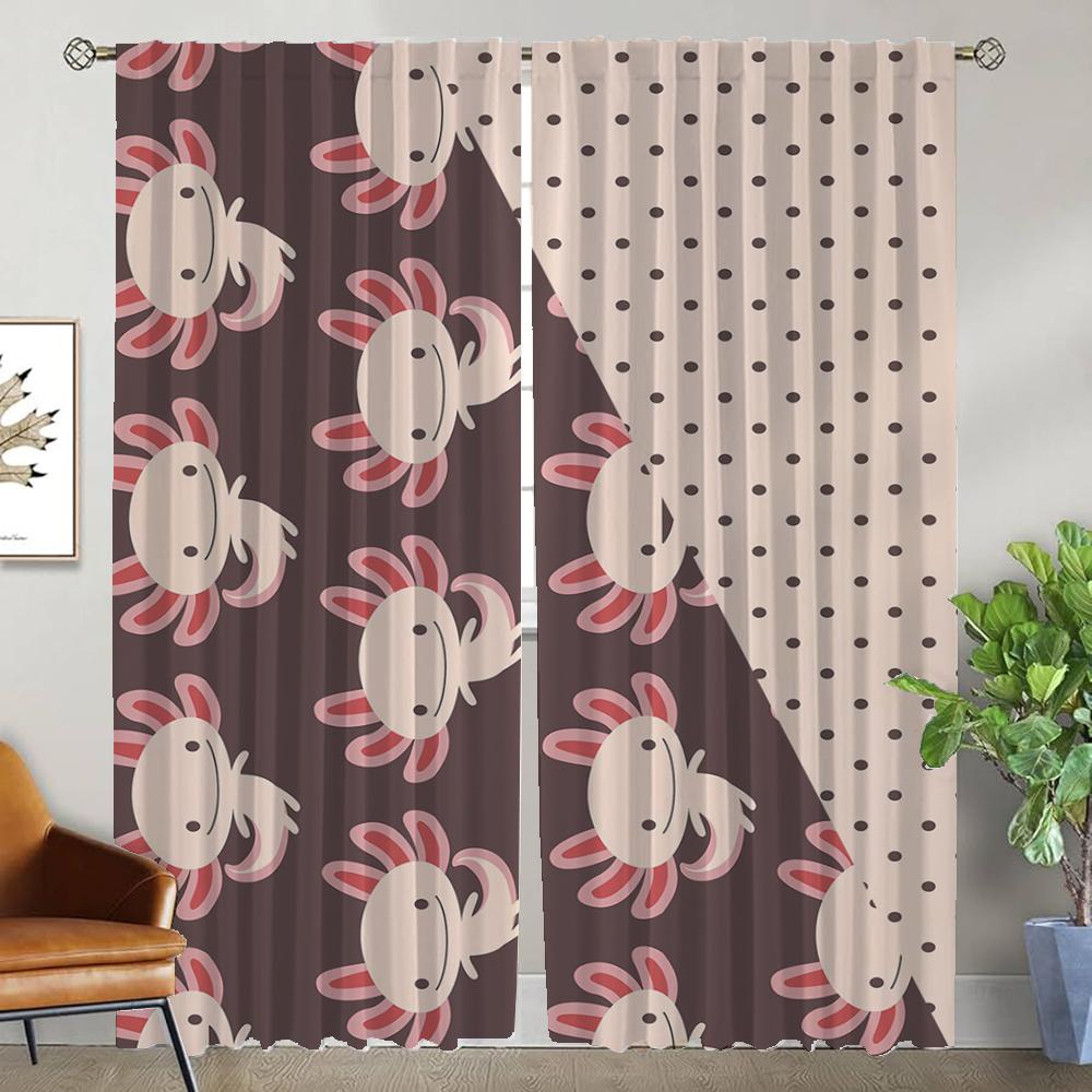 Blackout Curtains for Camera Cute Axolotl Home Interior Curtains for Living Room Shades Halloween Decoration Window Curtain