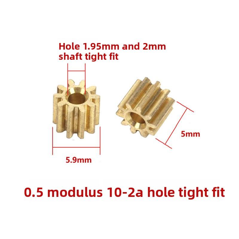 3pcs 0.5M Copper Spur Gear Set: 8T/10T/20T/24T, 1.95mm/3.95mm/2.51mm Bore Precision Brass Gears for DIY Models