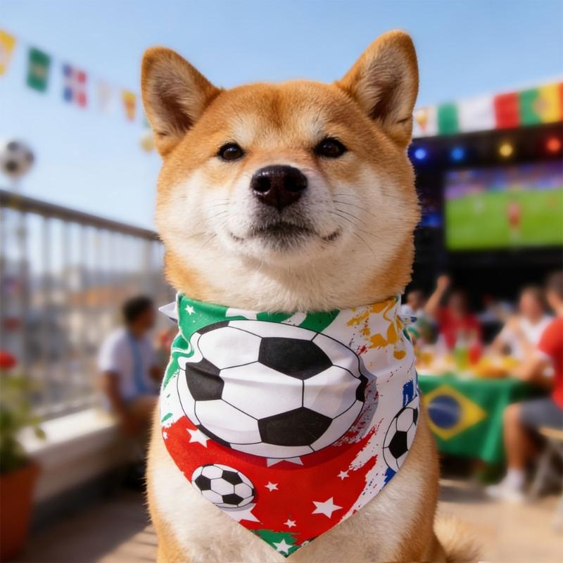 Football Theme Pet Bandanas Scarf Breathable Fabric Dog Cloth With Adjust Detailing for Most Breeds
