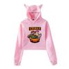 Korean Fashion Icrimax Print Kawaii Crop Top Hoodie Funny Cat Ear Cropped Short Sweatshirt Hooded Pullover Women Tops Streetwear