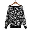2022 Popular Women's One-Neck Heavy Industry Leopard Print Jacquard Fattened Batman Pullover Sweater