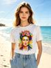 1pcs Fashion Frida Kahlo Unisex T Shirts For Girls Funny Vintage Feminist Printing Short Tshirts For Unisex Tshirts Lady Tops