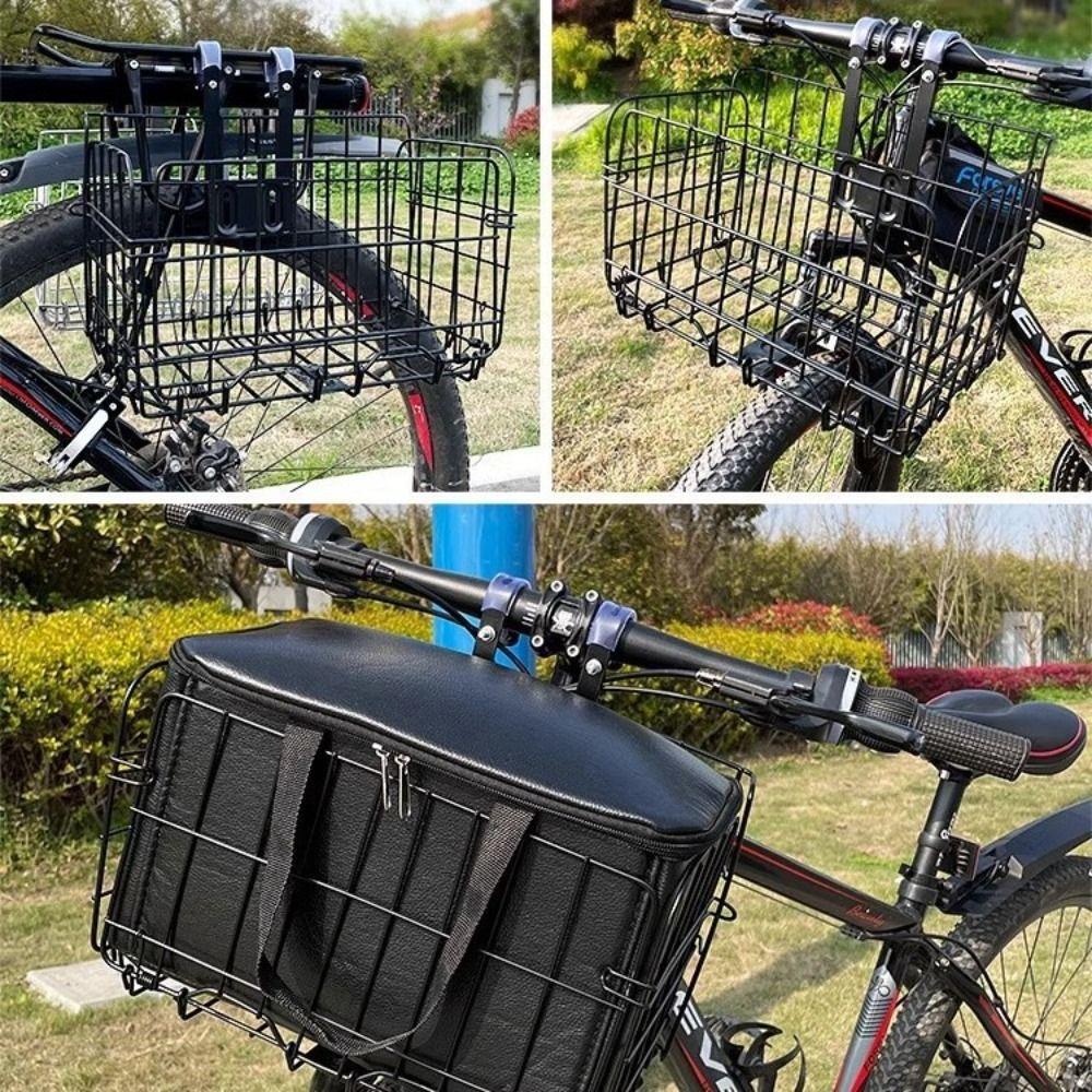 Foldable Bike Front Basket Black Bicycle Storage Basket New Bike Carrier Bag For Electric Bikes