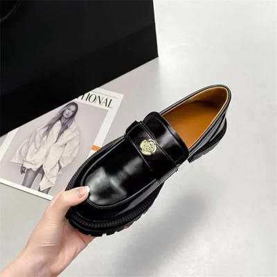Female Flower Button Shoes British Style Thick Sole Loafers College Casual Loafers Fashion Girls Leather Shoes