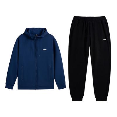 Fashionable Versatile Solid Color Hoodie Cardigan Comfortable Long Pants Casual Sports Suit Men Suit AWDVG73-3+AKLUE27-1