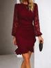 Fashion Imported Women's Clothing New Lace Bubble Sleeve Dress