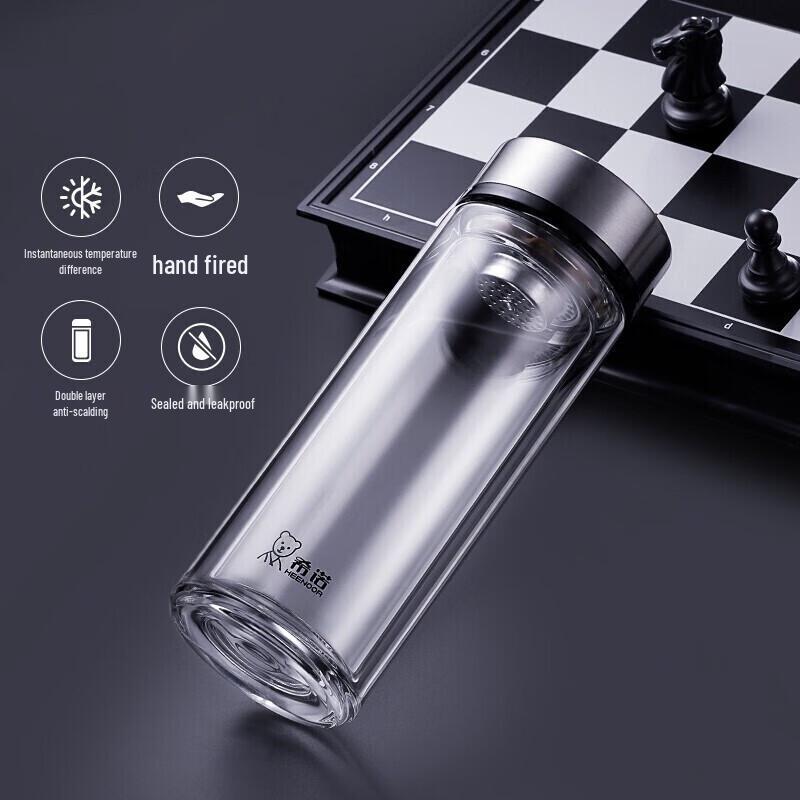 HEENOOR Double-Layer Glass Travel Mug