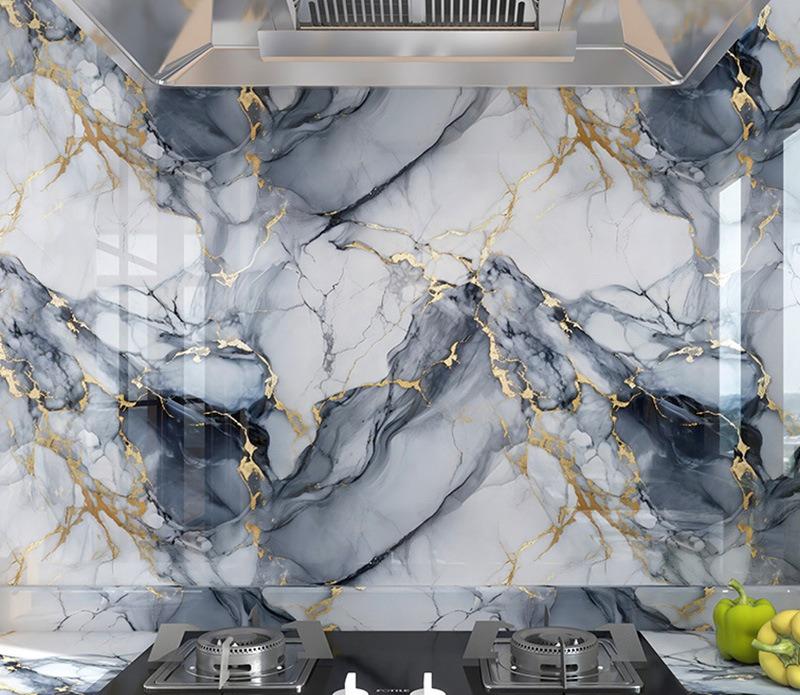 Self Adhesive Marble Vinyl Wallpaper for Kitchen Bathroom Livingroom Home Decoration Waterproof Wall Stickers Films 60x200cm