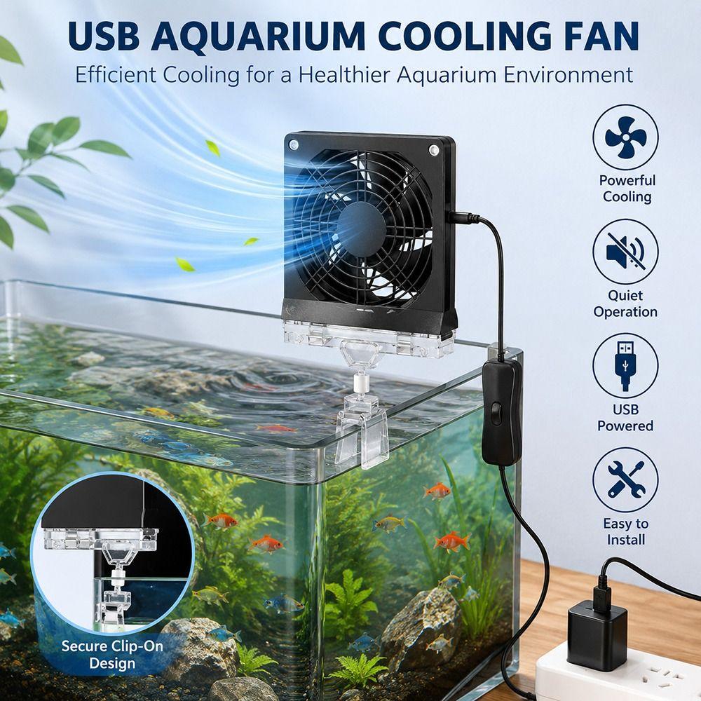 1Pcs Adjustable Angle Aquarium Cooling Fan Fish Tank Fan  for Reptile Terrarium Cooling