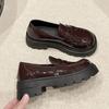 jk small leather shoes white British high heels single large size black platform loafers women's Mary Jane shoes 2025