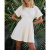 Women's Square Neck Short Sleeve Fashion Short Button Casual Dresses