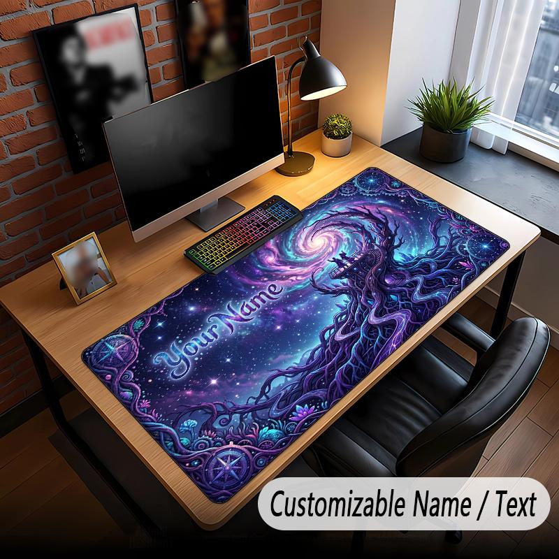 Space Cosmic Theme Custom Mouse Pad Personalized With Name Text Customized Desk Mat For Office Home Decor