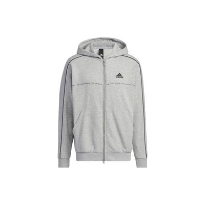 Men's Grey 3-Stripes Full-Zip Hoodie IA9437