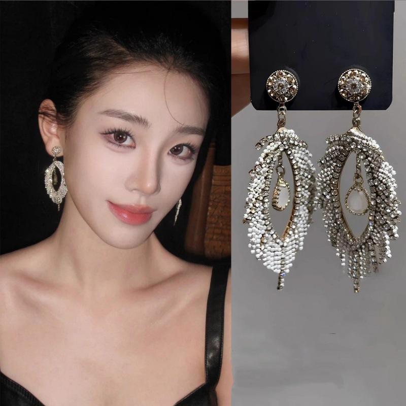 Bohemian Strass Blatt Quaste Ohrringe - Hochwertiger Modeschmuck für Damen