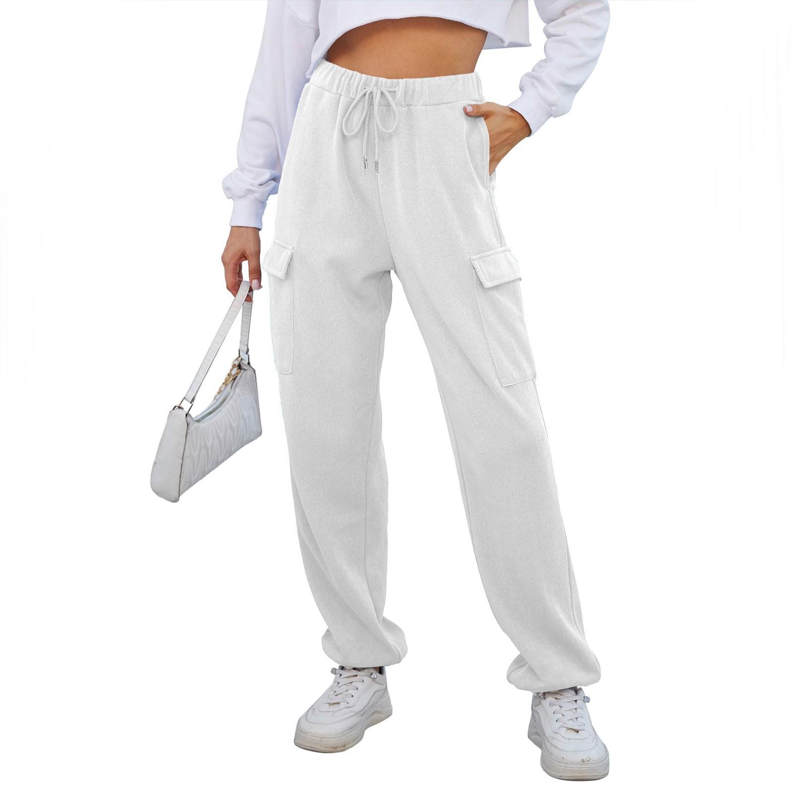 

Women s Fashion Sport Color Pocket Casual Sweatpants Pants XXL белый