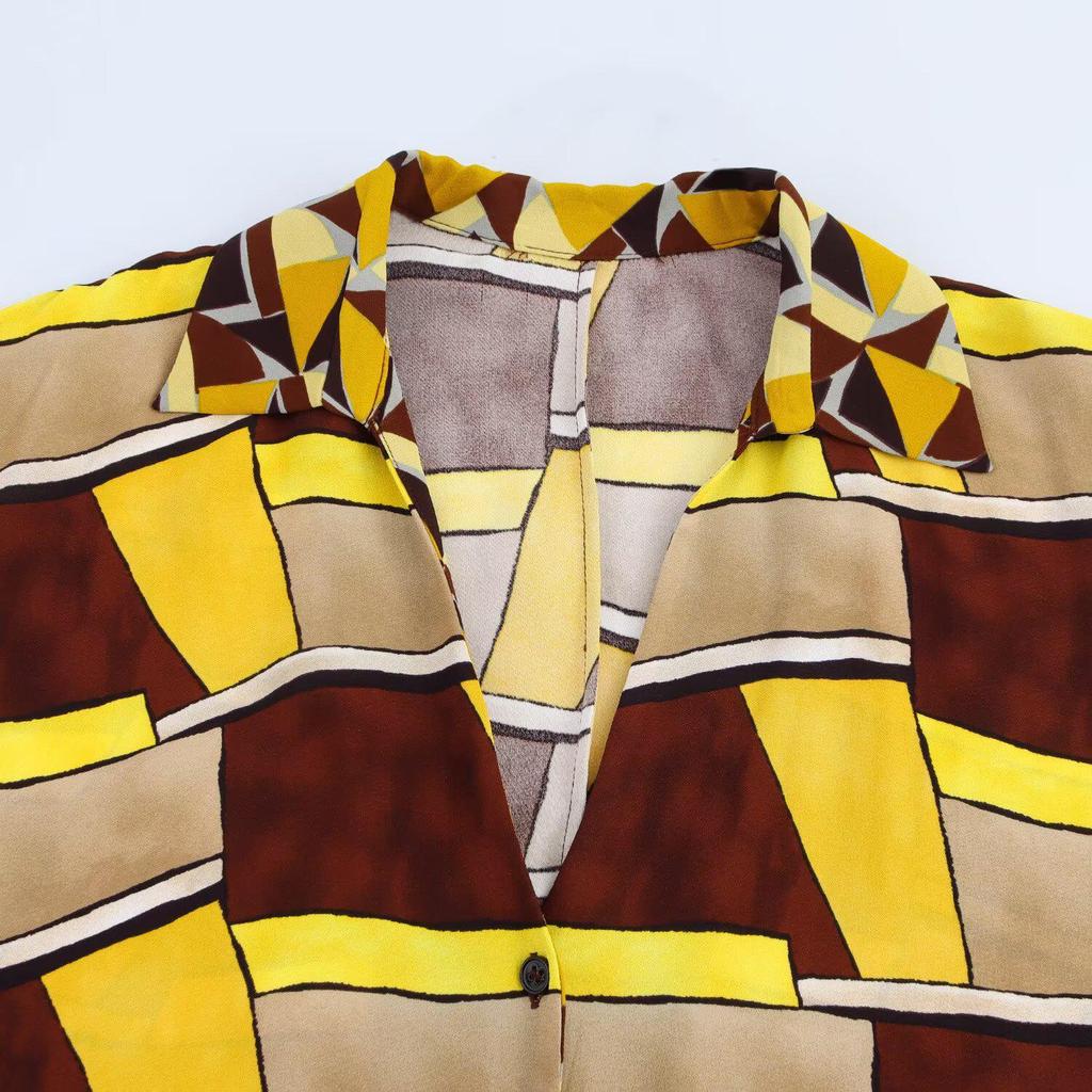 Spring 2025 Women's European & American Street Fashion Print Shirt + Pants Set