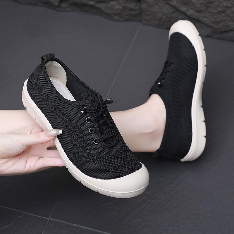 ****** and autumn new old ******* cloth shoes women's flying woven single shoes s**t sole comfortable one-pedal lazy shoes non-slip mother shoes