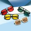 Candy-Colored Double-Beam Retro Square Sunglasses – Trendy UV Protection Specs