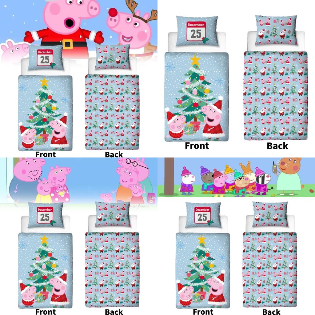 Peppa Pig Weihnachtliches Festdruck Bettwäscheset für Kinderzimmerdeko